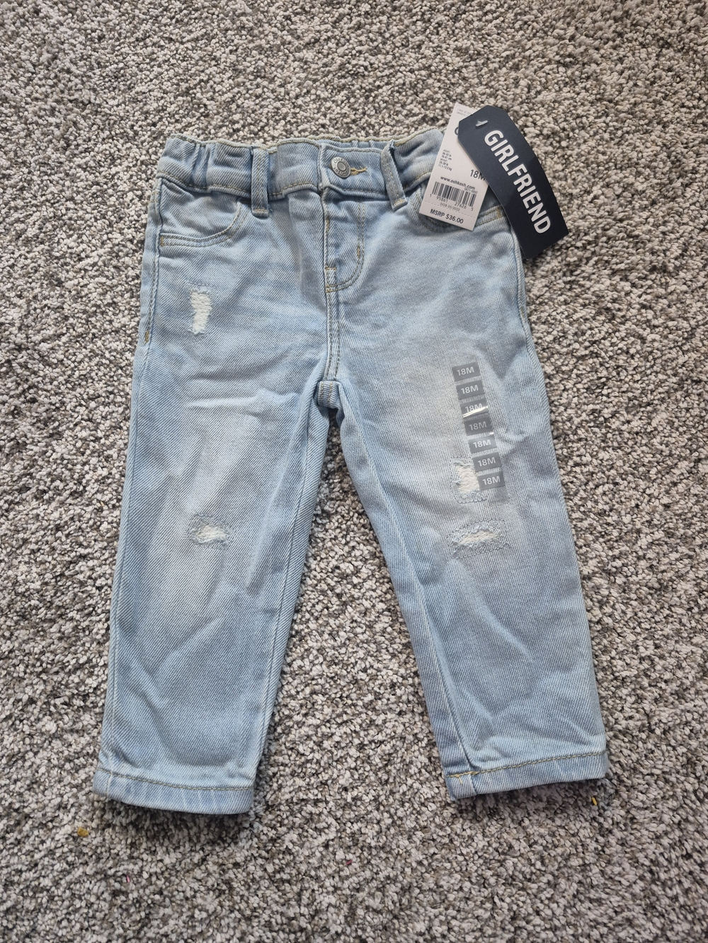 OshKosh B'gosh Light Wash Denim Kids Jeans Size 18 Months